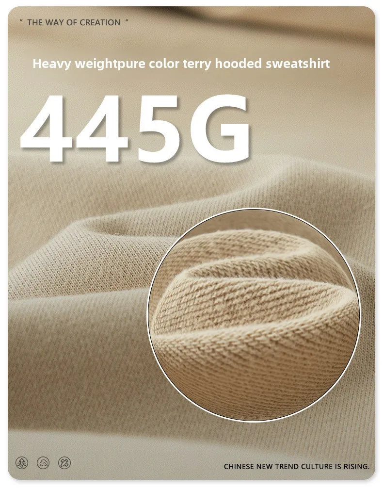 Custom LOGO men's and women's heavy 445G terry cotton and polyester casual sweater spring and autumn hoodie 2024 top