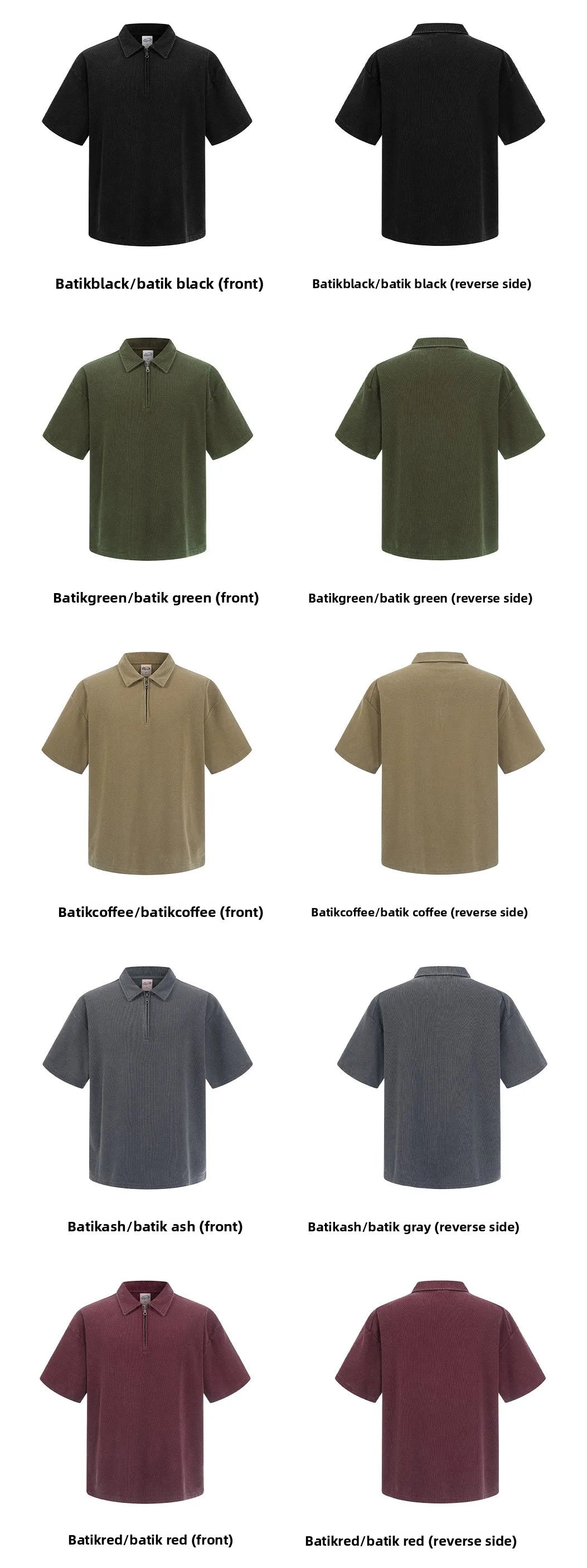 Custom LOGO Men's 2026 New Polo Shirt 325G Cotton Polyester YKK Zipper Batik Waffle Wash Old Short Sleeve T-Shirt