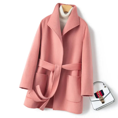 YOLANFAIRY Winter Double-sided Woolen Coat Women's Short Hepburn 100% Wool Coat for Women Elegant Clothes Chaqueta Feminine F