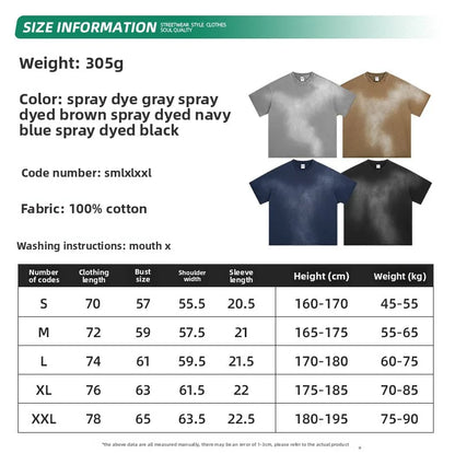 Customized LOGO men's new summer 305G heavy 100% cotton short-sleeved washing water old retro 430G shorts two-piece set