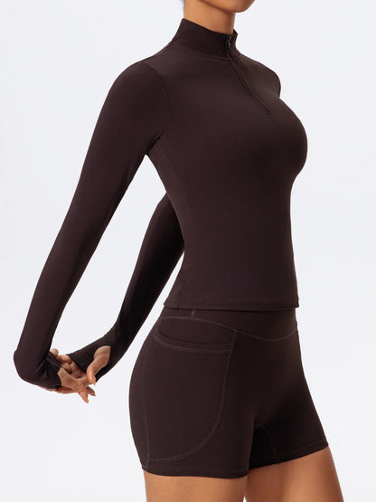 Hearuisavy Half Zipper High Collar Sports Shirts Quick-Dry Yoga Clothing Women Sportswear Fitness Long Sleeve Tight Clothes