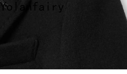 YOLANFAIRY Real Sheepskin Leather Patchwork Wool Coat for Men Autumn Trendy Short Cashmere Jacket Loose Streetwear ropa hombre
