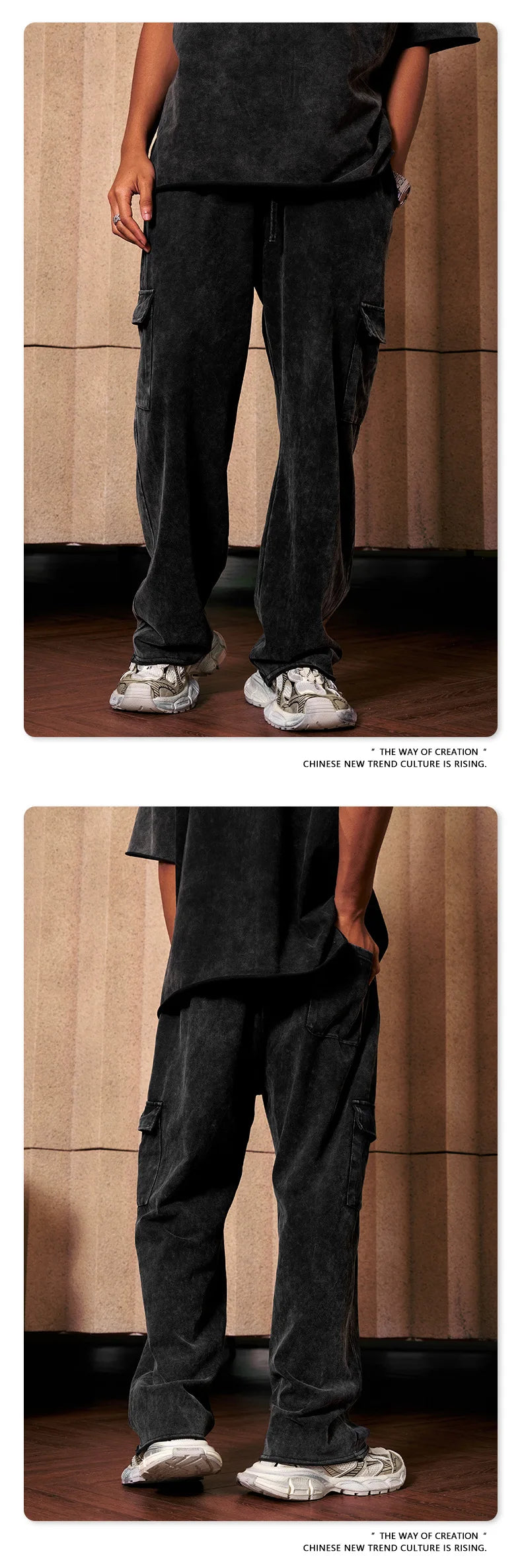 Custom LOGO Men's 358G Spring Summer 100% Cotton New Teen Thin Multi-Pocket American Retro Washing Tooling Casual Couple Pants