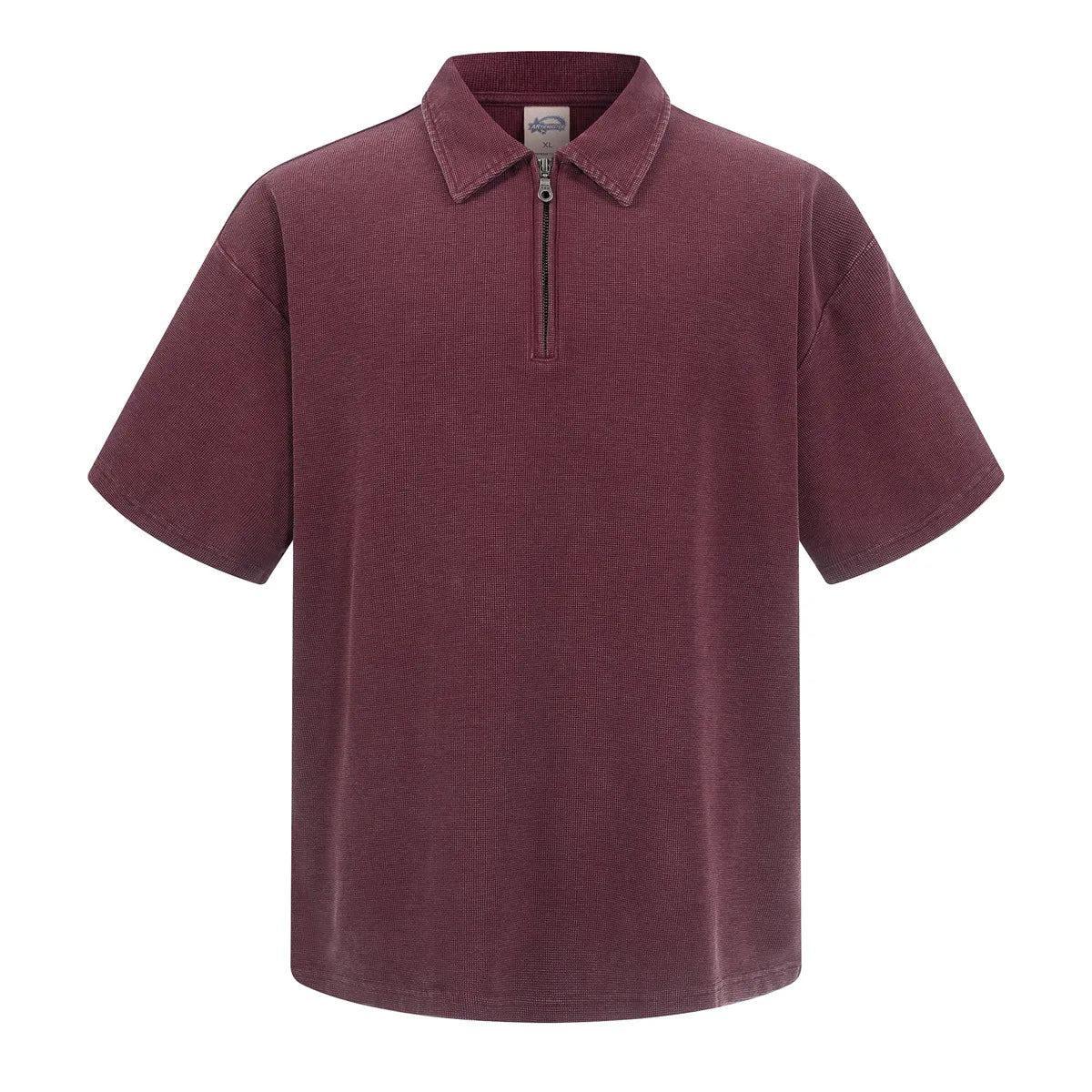 Custom LOGO Men's 2026 New Polo Shirt 325G Cotton Polyester YKK Zipper Batik Waffle Wash Old Short Sleeve T-Shirt