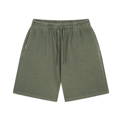 Custom LOGO men's new washed 420G European and American 100% cotton retro terry couple casual sports shorts