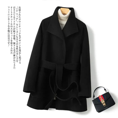 YOLANFAIRY Winter Double-sided Woolen Coat Women's Short Hepburn 100% Wool Coat for Women Elegant Clothes Chaqueta Feminine F