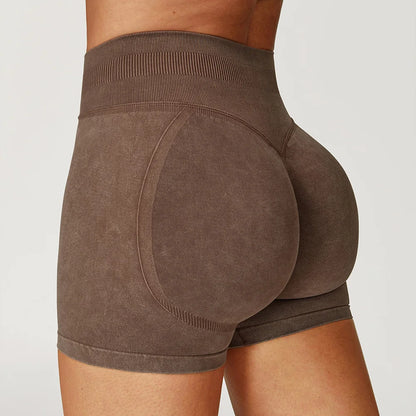 Sand Washed Yoga Shorts Women Yoga Shorts High Waist Workout Shorts Fitness Yoga Lift Butt Fitness Yoga Gym Running Short Pants