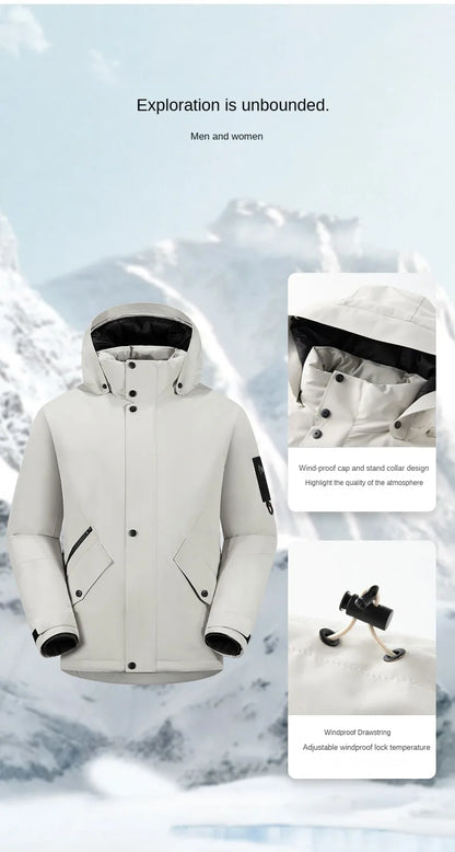 Winter Warm duck down Jacket Custom Logo Thick Skiing Down Jacket Coat Print Company Brand Design Outdoor Windproof jacket