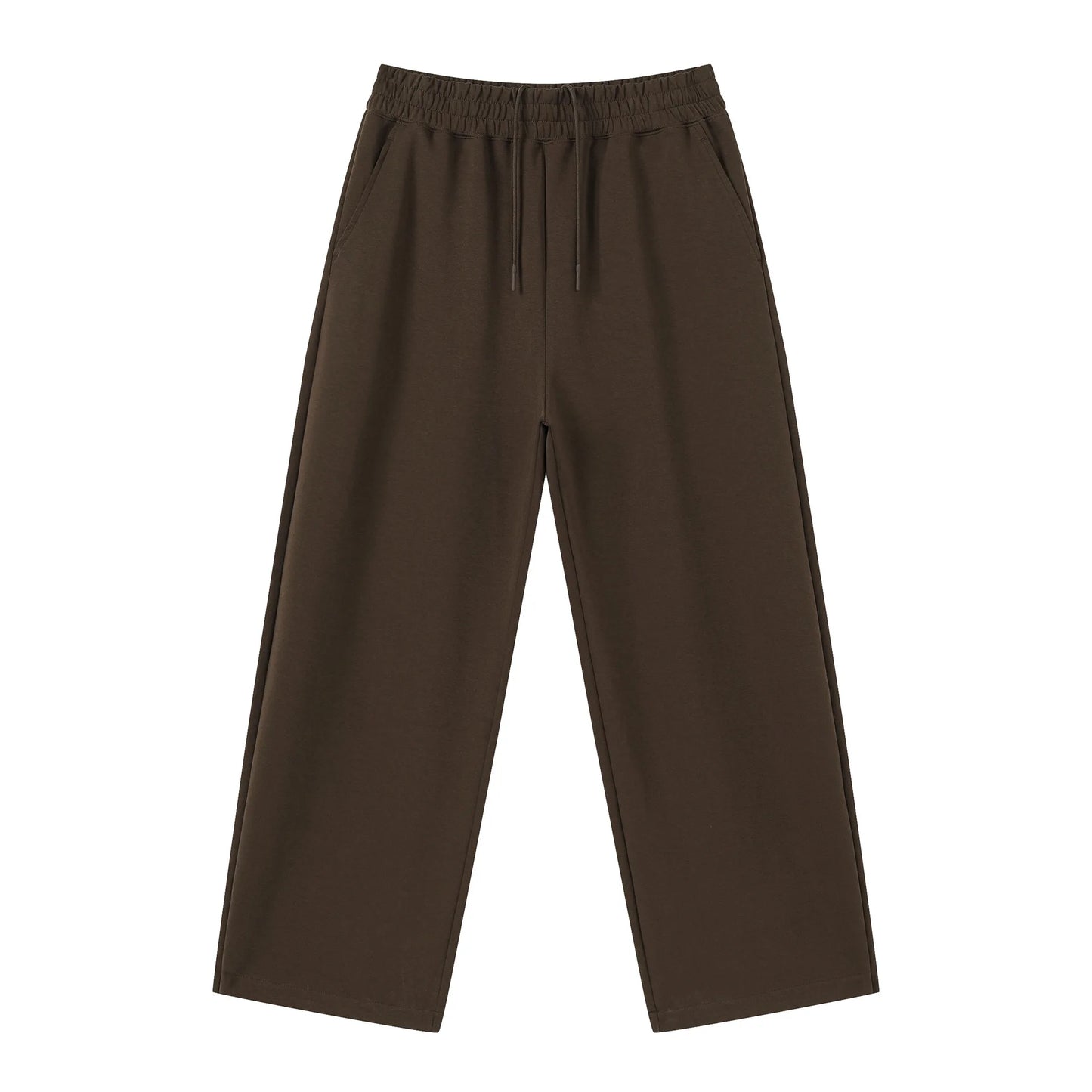 Personalized LOGO custom men's 320G cotton polyester vertical wide-leg pants drawstring elastic waist casual straight trousers