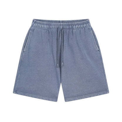 Custom LOGO men's new washed 420G European and American 100% cotton retro terry couple casual sports shorts