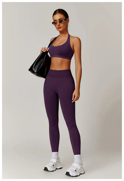 Customized LOGO women's peach buttocks seamless belly tight yoga pants running sports quick-drying fitness trousers