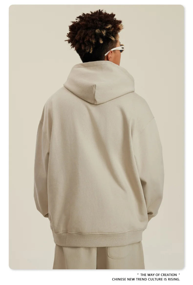 Custom LOGO men's and women's heavy 445G terry cotton and polyester casual sweater spring and autumn hoodie 2024 top