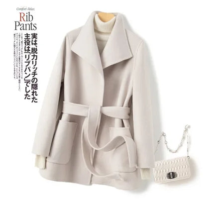 YOLANFAIRY Winter Double-sided Woolen Coat Women's Short Hepburn 100% Wool Coat for Women Elegant Clothes Chaqueta Feminine F