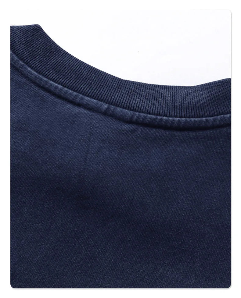 Customized LOGO men's new summer 305G heavy 100% cotton short-sleeved washing water old retro 430G shorts two-piece set