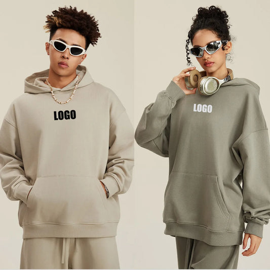 Custom LOGO men's and women's heavy 445G terry cotton and polyester casual sweater spring and autumn hoodie 2024 top