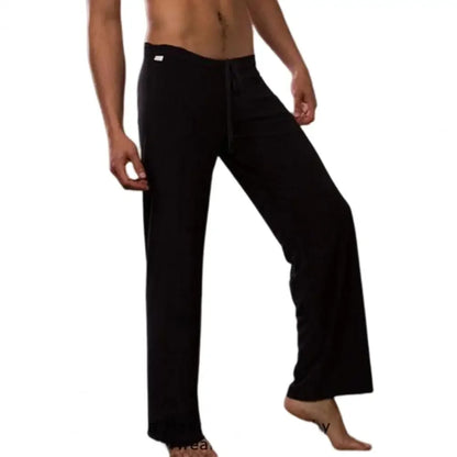 Men Yoga Pants Low Waist Drawstring Straight Loose Pajama Pants Thin Sports Comfortable Elastic Waist Men Sports Trousers