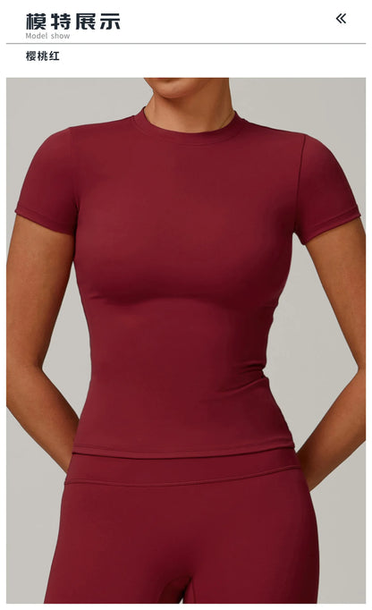 Custom LOGO women's summer short-sleeved t-shirt quick-drying yoga clothes fitness tops outdoor running sports short sleeves