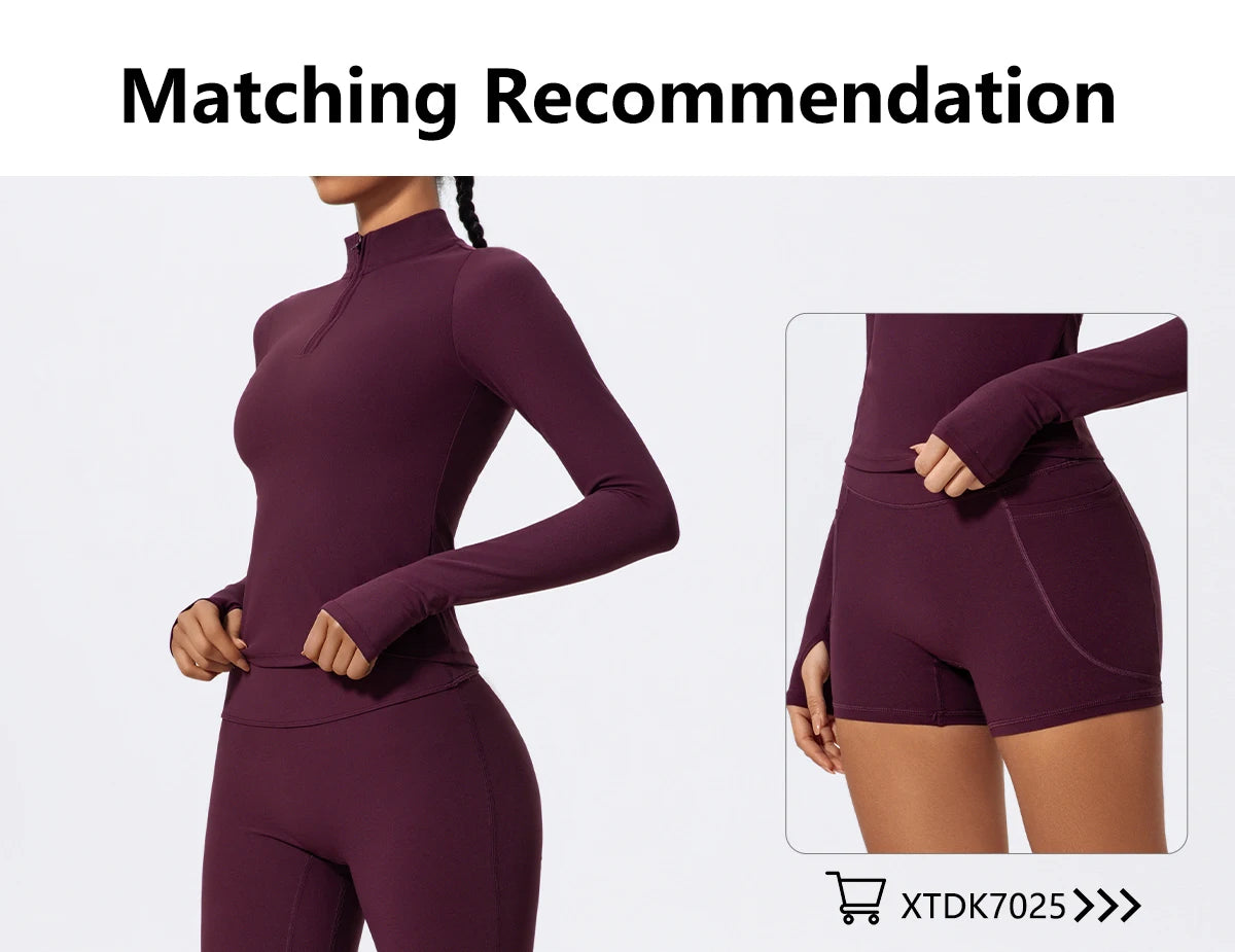 Hearuisavy Half Zipper High Collar Sports Shirts Quick-Dry Yoga Clothing Women Sportswear Fitness Long Sleeve Tight Clothes
