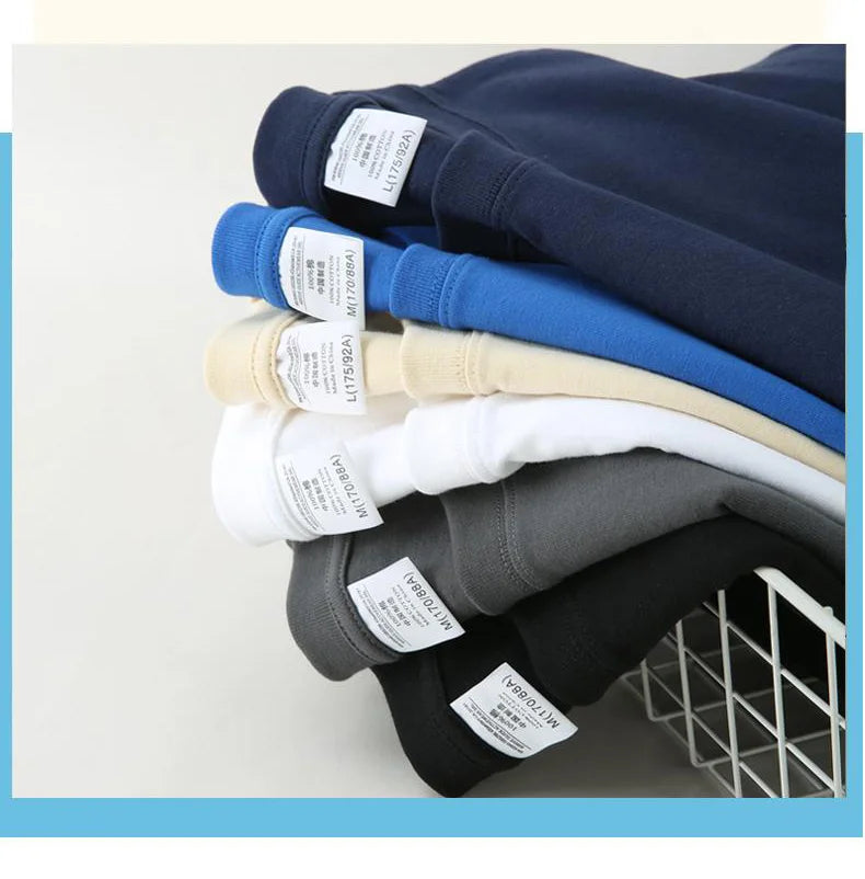 DIY Custom LOGO 260GSM 100% Cotton Heavy Weight Oversized Men T-shirt Long sleeves Pure Color For Winter Autumn Streetwear Tops