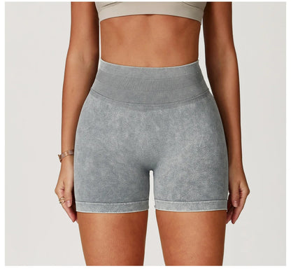 Sand Washed Yoga Shorts Women Yoga Shorts High Waist Workout Shorts Fitness Yoga Lift Butt Fitness Yoga Gym Running Short Pants