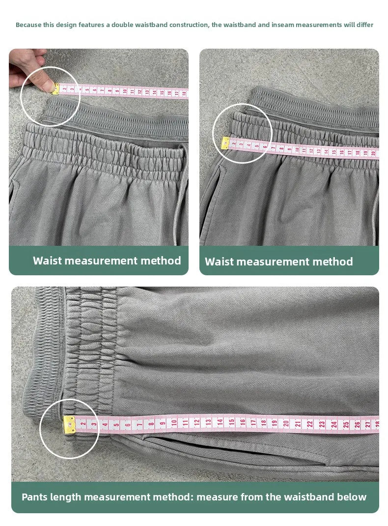 Custom LOGO Women's 2025 Spring and Autumn 370G Heavy 100% Cotton Retro Style Old and Skinny Double Waist Casual Straight Pants