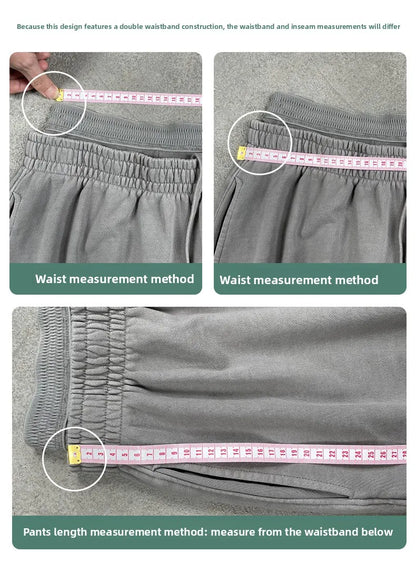 Custom LOGO Women's 2025 Spring and Autumn 370G Heavy 100% Cotton Retro Style Old and Skinny Double Waist Casual Straight Pants