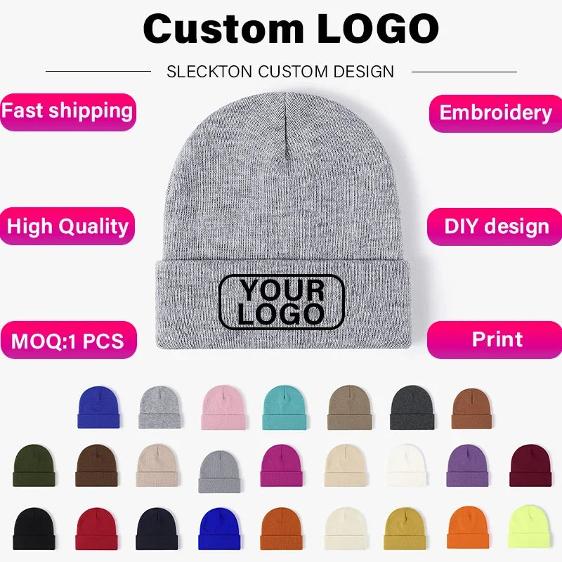SLECKTON Custom Hat Winter Beanies for Men and Women Embroidery Logo Hats