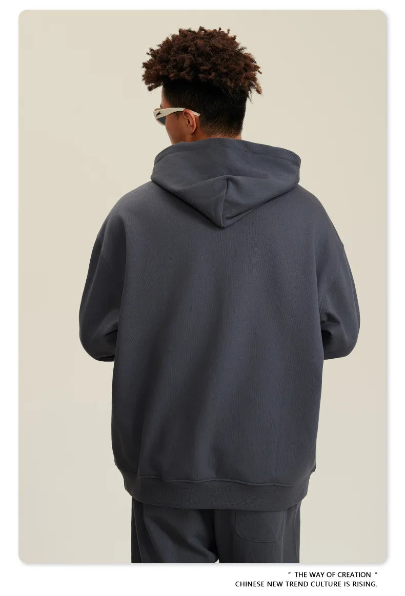 Custom LOGO men's and women's heavy 445G terry cotton and polyester casual sweater spring and autumn hoodie 2024 top