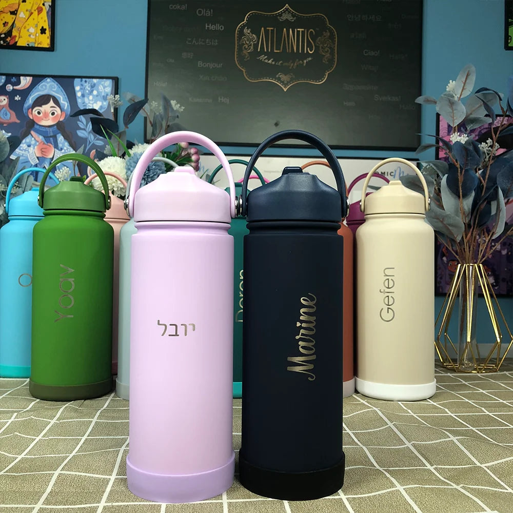 Insulated Water Bottle 500ml Custom Text/Logo - 304 Steel, 24H Cold, Office & Gym Essentials