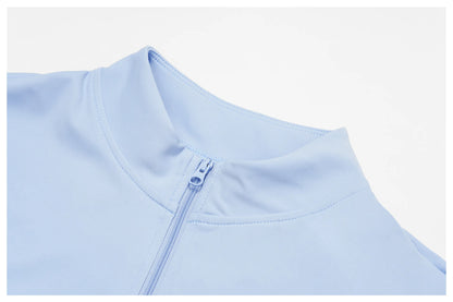 Custom LOGO Women's Yoga Short Sleeve Stand-up Neck Zipper Skinny Sports Short Sleeve Outdoor Running Fitness Top