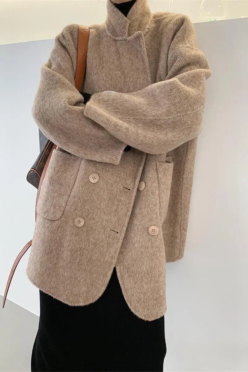 2023 Autumn Short Double Sided Wool Coat Women's Loose Korean Woolen Suit Coats for Women Clothing Female New in Outwear Spring