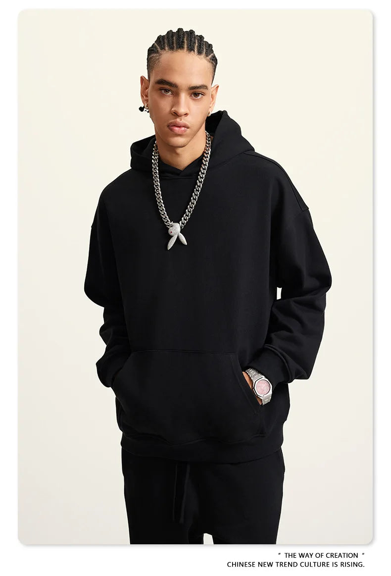 Custom LOGO men's and women's heavy 445G terry cotton and polyester casual sweater spring and autumn hoodie 2024 top