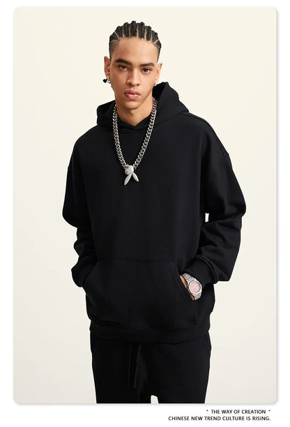 Custom LOGO men's and women's heavy 445G terry cotton and polyester casual sweater spring and autumn hoodie 2024 top