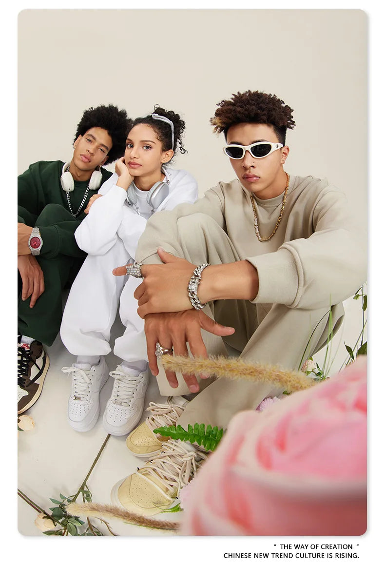 Custom LOGO men's and women's spring autumn and winter new American 440G heavy terry loose pullover crew neck sweater