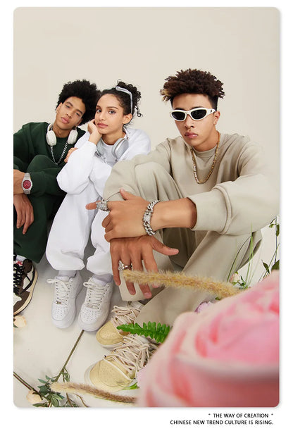 Custom LOGO men's and women's spring autumn and winter new American 440G heavy terry loose pullover crew neck sweater