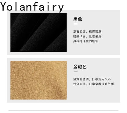 YOLANFAIRY Real Sheepskin Leather Patchwork Wool Coat for Men Autumn Trendy Short Cashmere Jacket Loose Streetwear ropa hombre