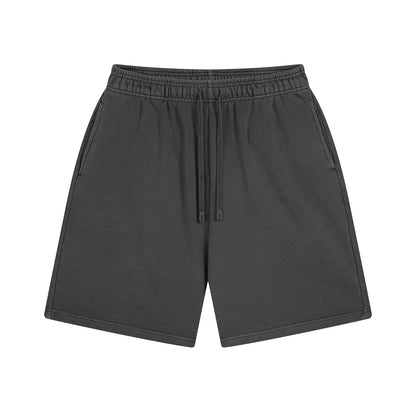 Custom LOGO men's new washed 420G European and American 100% cotton retro terry couple casual sports shorts