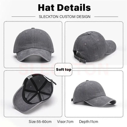 SLECKTON Custom Cap Logo Embroidery Retro Baseball Cap for Men and Women DIY Design Letter Hat Customize Graphic Print Wholesale