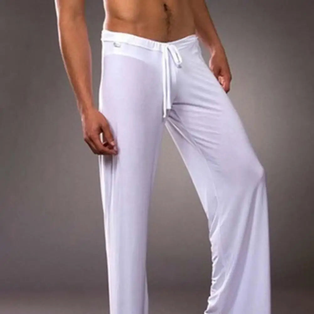 Men Yoga Pants Low Waist Drawstring Straight Loose Pajama Pants Thin Sports Comfortable Elastic Waist Men Sports Trousers