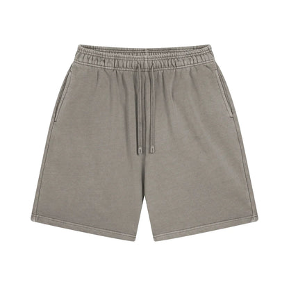 Custom LOGO men's new washed 420G European and American 100% cotton retro terry couple casual sports shorts