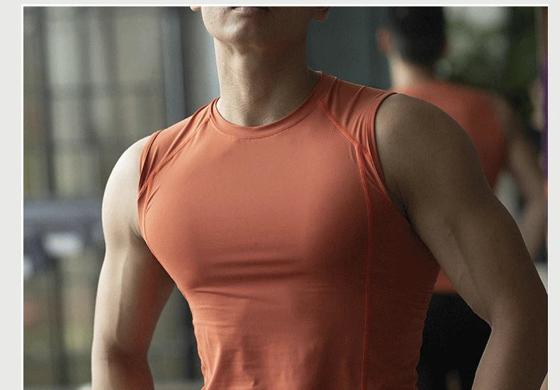 Custom LOGO men's fitness quick-drying vest tights vest elastic breathable sweat sleeveless high-elastic training clothes top