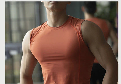 Custom LOGO men's fitness quick-drying vest tights vest elastic breathable sweat sleeveless high-elastic training clothes top
