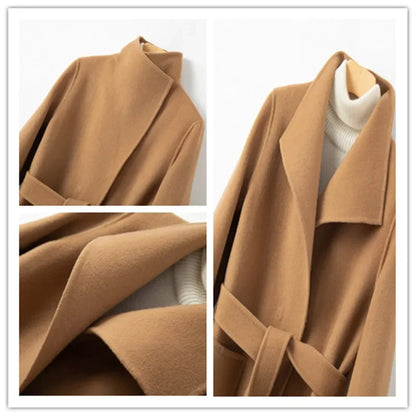 YOLANFAIRY Winter Double-sided Woolen Coat Women's Short Hepburn 100% Wool Coat for Women Elegant Clothes Chaqueta Feminine F
