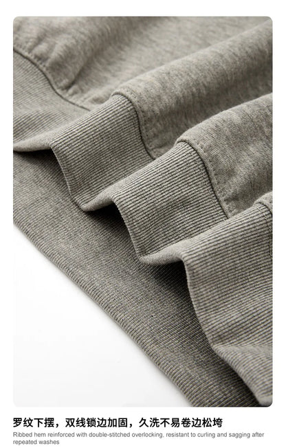 Custom LOGO men's autumn 320G heavy cotton new old money wind American retro polo sweater trousers loose suit