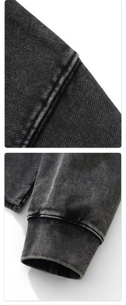 Custom LOGO men's clothing 380G old money wind 100% cotton BOXY short and wide washed old small V-neck curling terry sweater