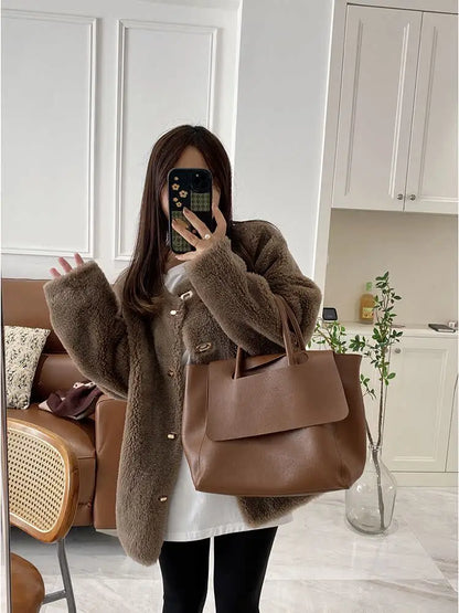 Lamb Fur Jacket for Women Pure Wool Fur Coats Particle Sheep Fleece Gold Buckle Composite Fur Integrated Women's Winter Coat FCY