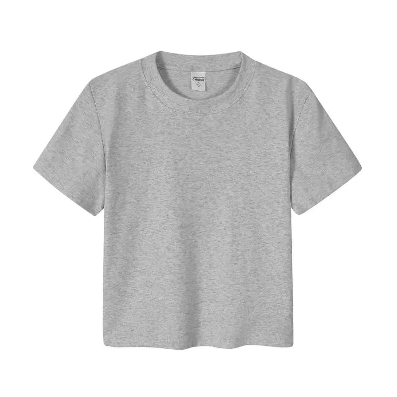 Crop Top Women Custom LOGO Free Print  Short Sleeve  Solid Slim Fit Crew Neck Tee Basic Skinny Tight Casual Workout Yoga Tshirt