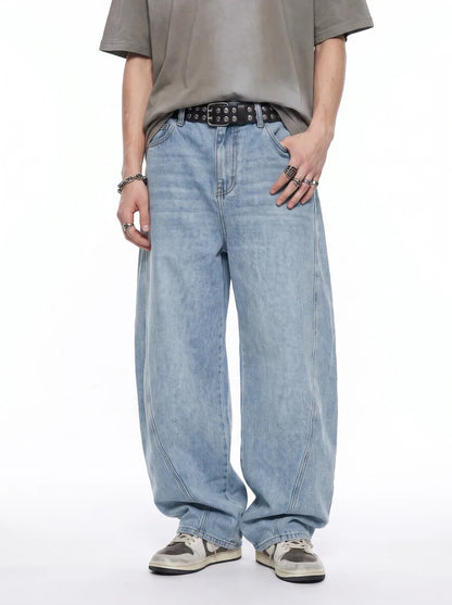 Custom LOGO men's 2026 denim scimitar pants cotton autumn new American retro washed old casual couple trousers