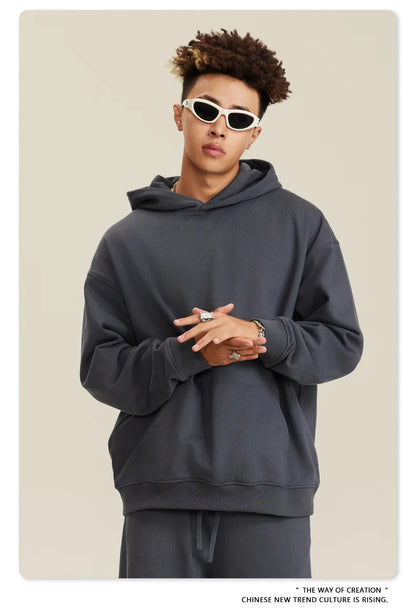 Custom LOGO men's and women's heavy 445G terry cotton and polyester casual sweater spring and autumn hoodie 2024 top