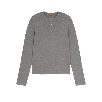 Custom LOGO Men's Skinny Button Long Sleeve T-Shirt Casual Sports Men's Bottom Shirt Top